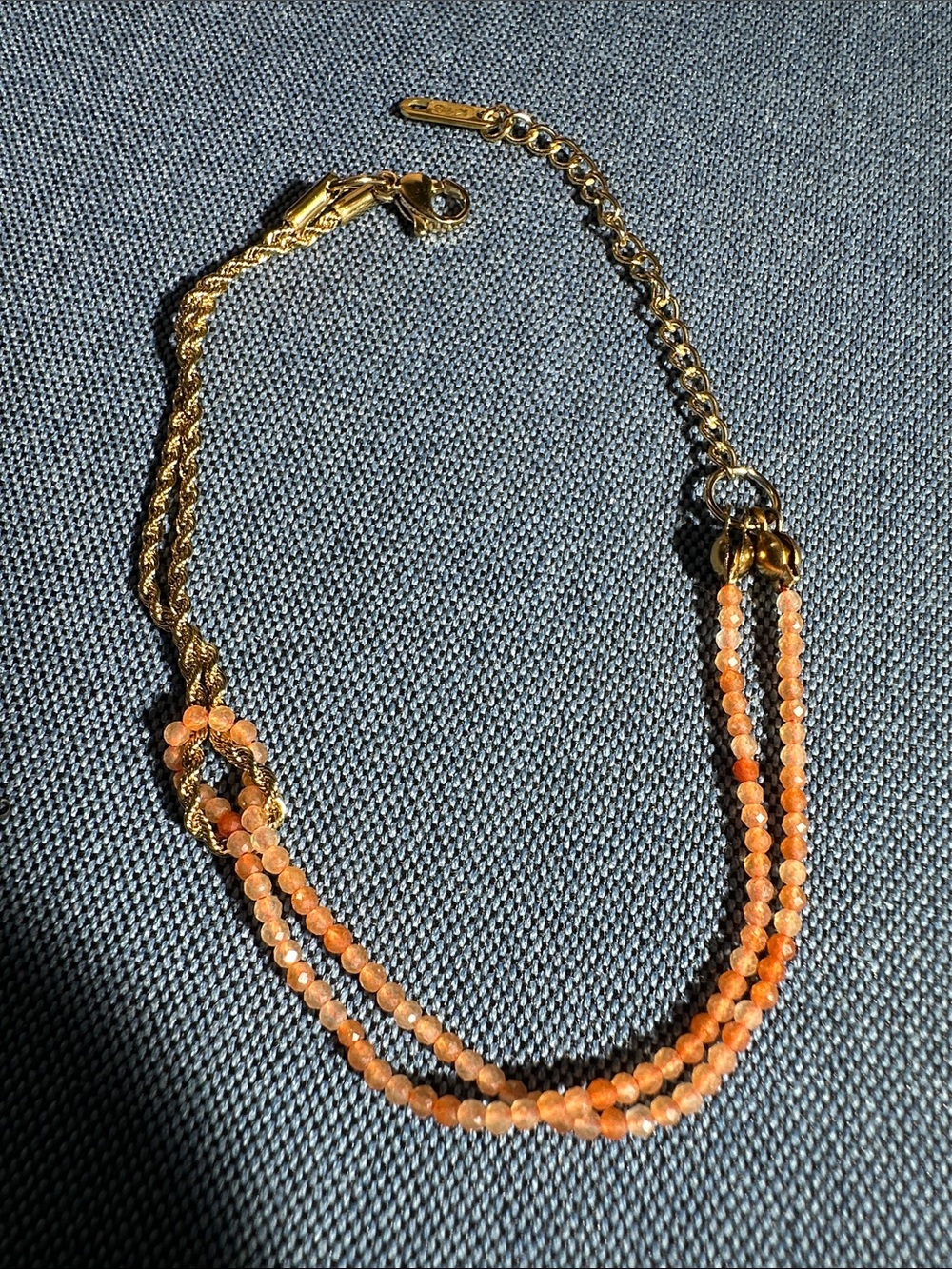 sunstone bead chain bracelet 9” adjustable